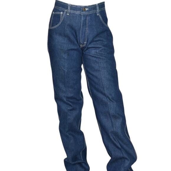 Vintage Graffiti Jeans Blue High Waist Straight Embroidery Pockets 80s Size 34 - Picture 7 of 16